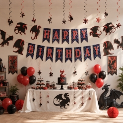 Dragon Birthday Double Banner - 14 ft Total Size